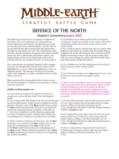 Campaign 1 is The Battle of Dale – an 8 mission chain that shows. . Mesbg defence of the north pdf